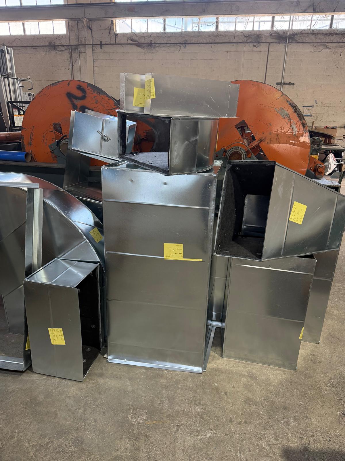 Completed rectangular duct sections and transition fittings