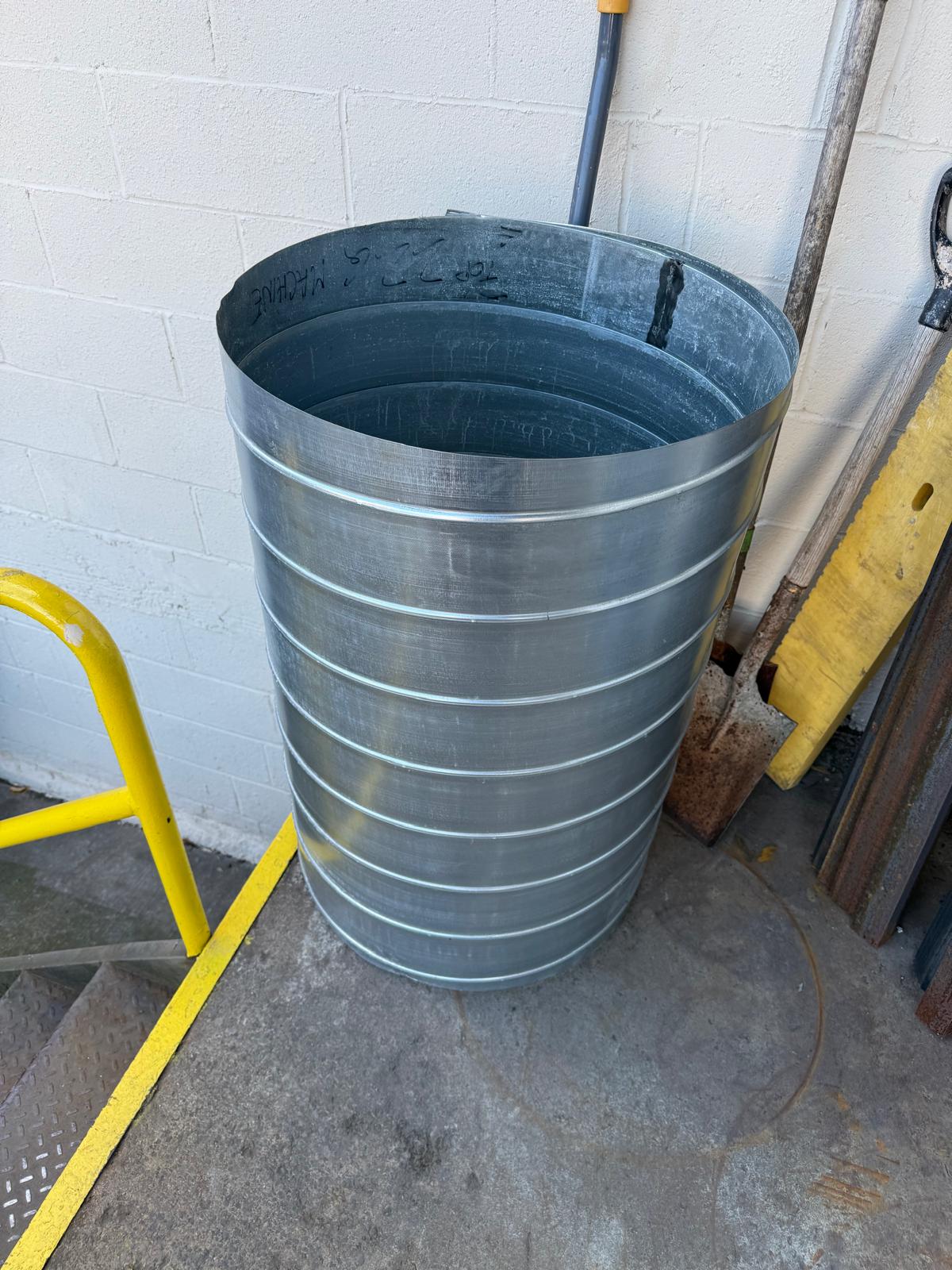 Close-up of a finished spiral duct section